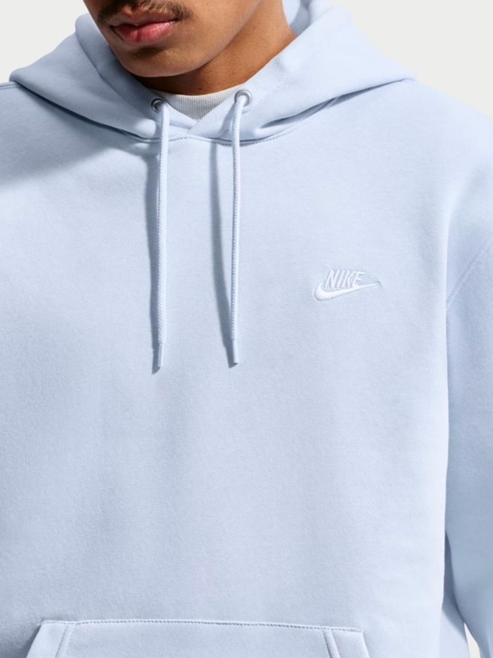 Nike Light Blue Pullover Hoodie with Embroidered Swoosh